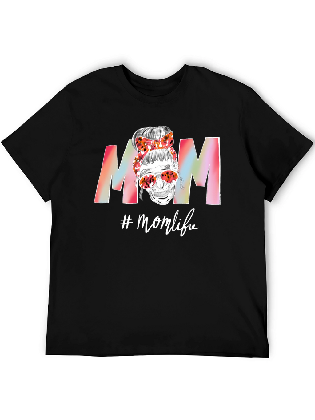 Mom Life T-Shirt: Skull Messy Bun Tee