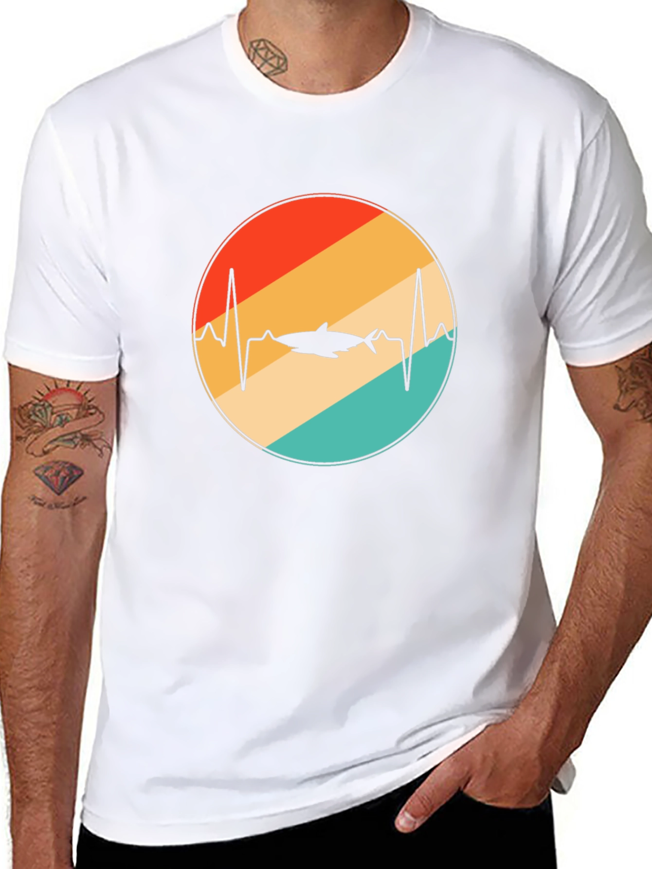 Shark Heartbeat Retro T-Shirt