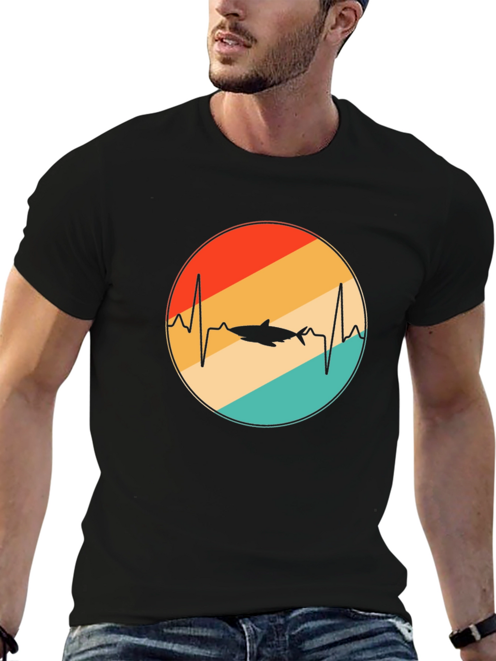 Shark Heartbeat Retro T-Shirt