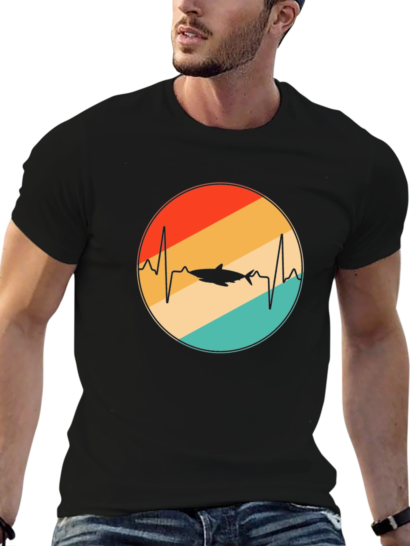 Shark Heartbeat Retro T-Shirt