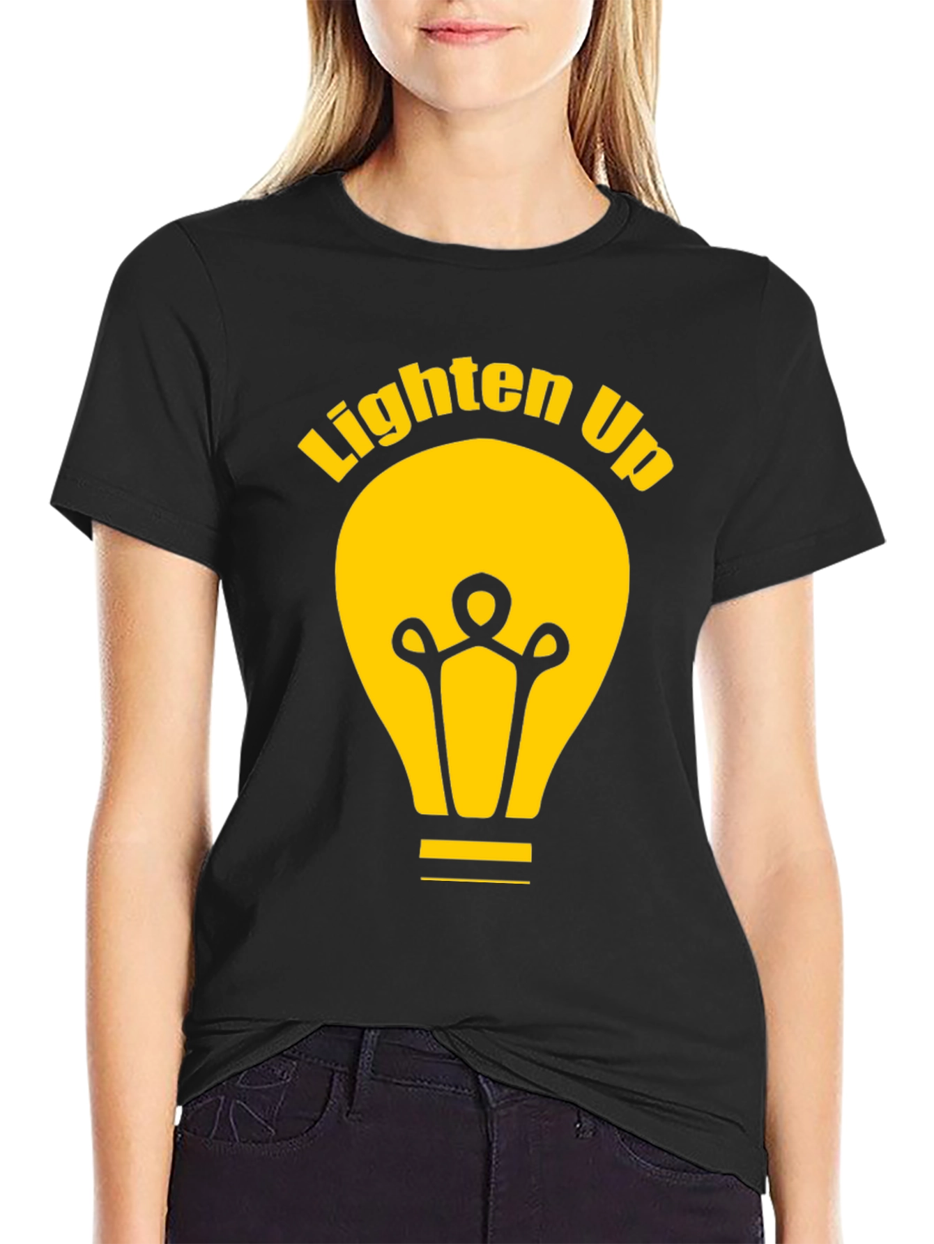 Lighten Up Black Graphic Tee Shirt