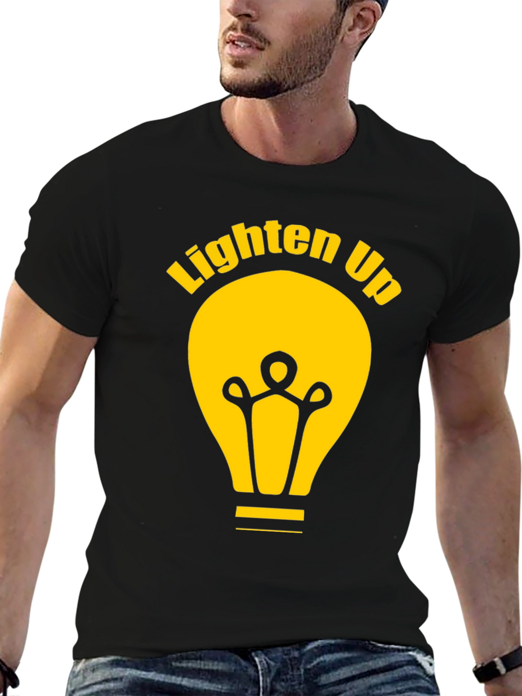 Lighten Up Black Graphic Tee Shirt