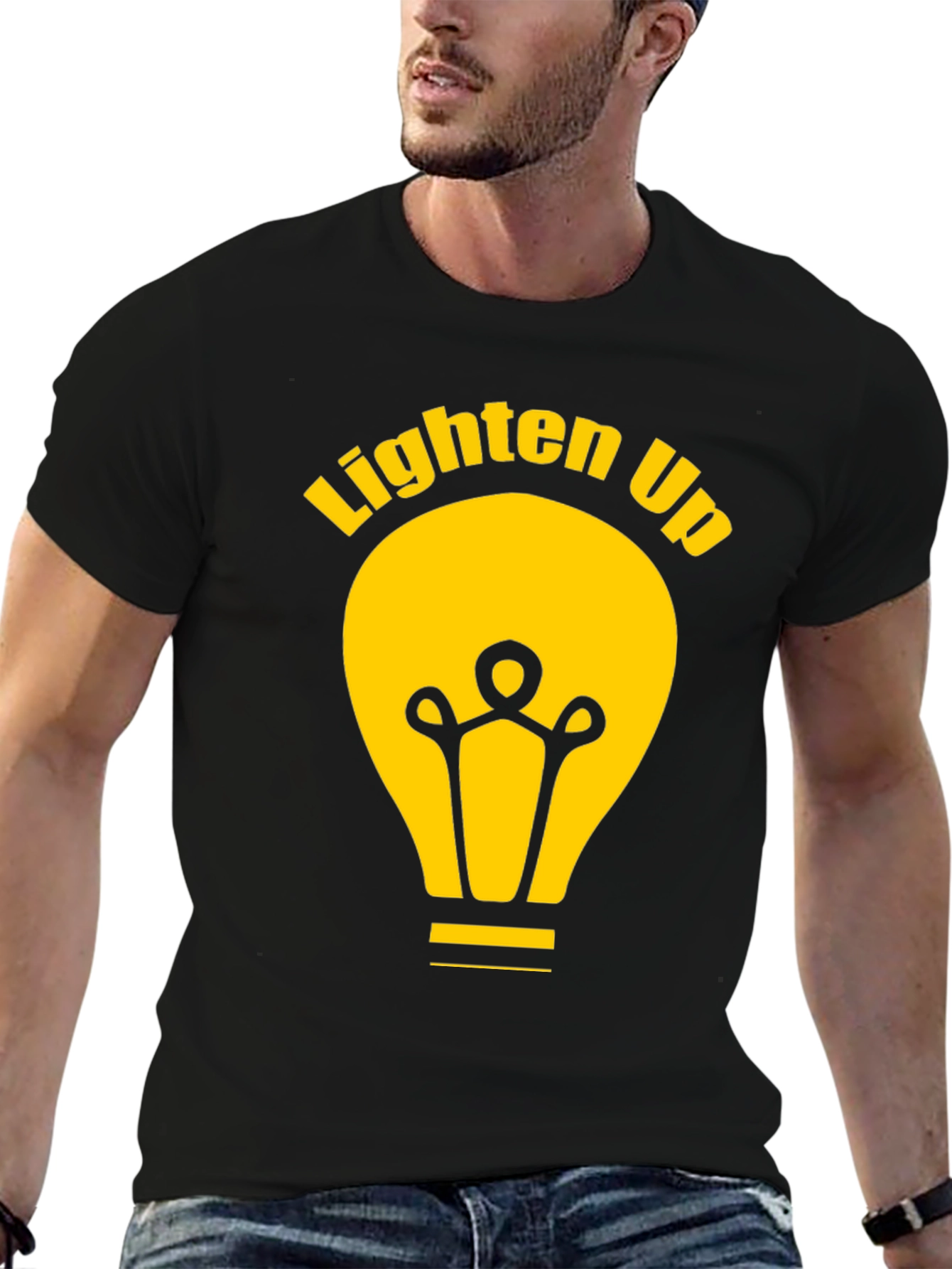 Lighten Up Black Graphic Tee Shirt