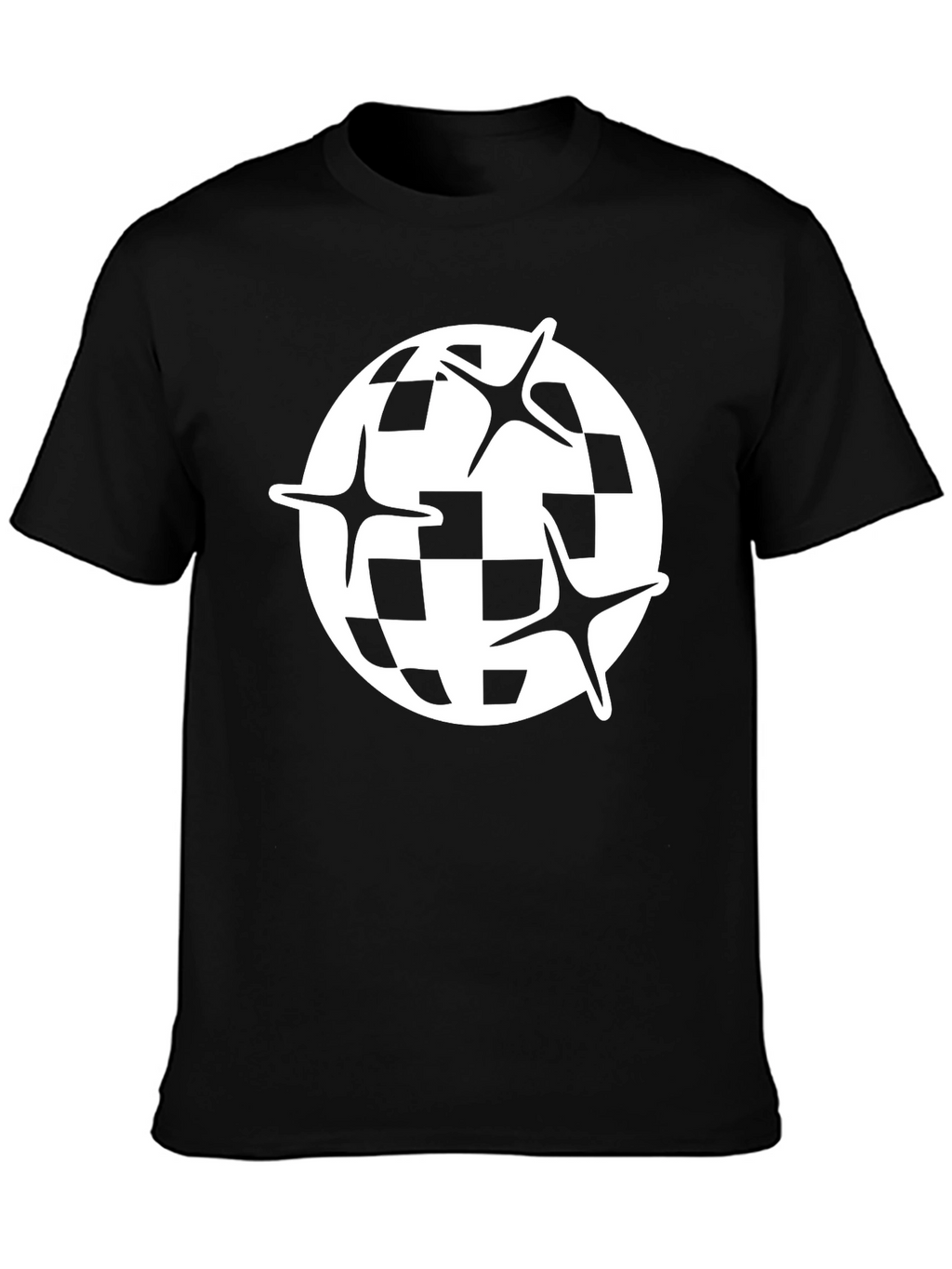 Checkered Globe Starburst Black T-Shirt