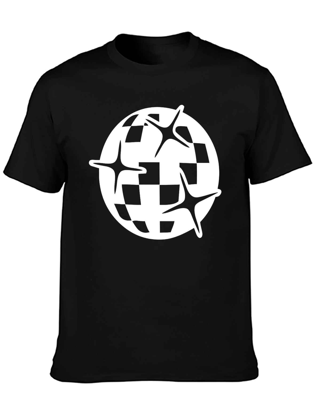 Checkered Globe Starburst Black T-Shirt
