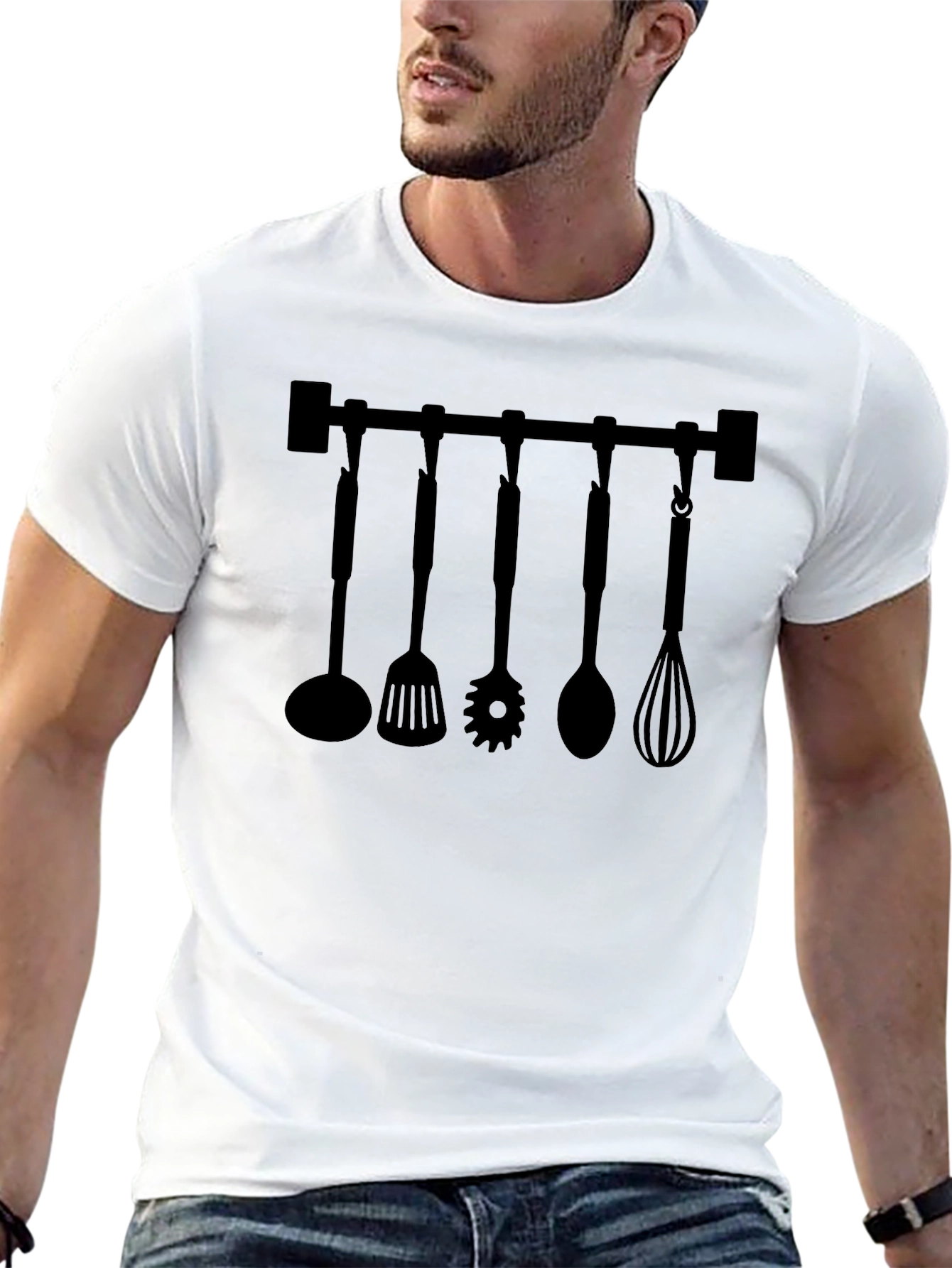 Chefs Kitchen Utensil Rack Graphic T-Shirt