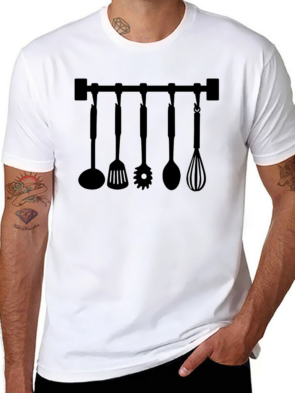 Chefs Kitchen Utensil Rack Graphic T-Shirt