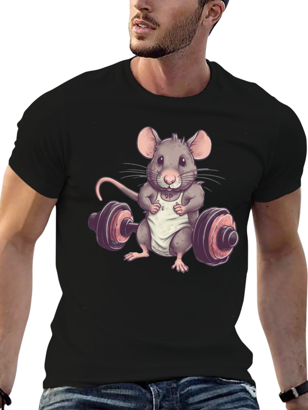 Workout Mouse T-Shirt - Gym Rat Rodent Tee