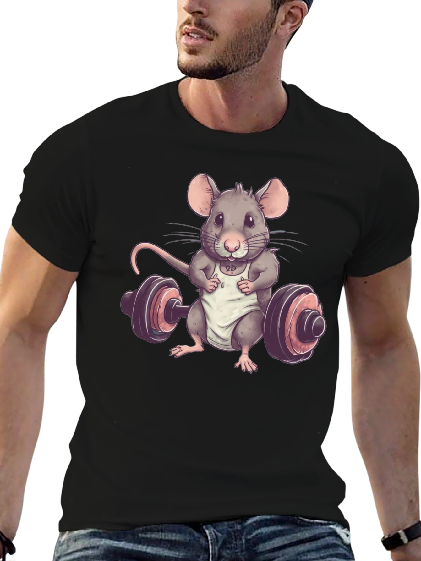 Workout Mouse T-Shirt - Gym Rat Rodent Tee