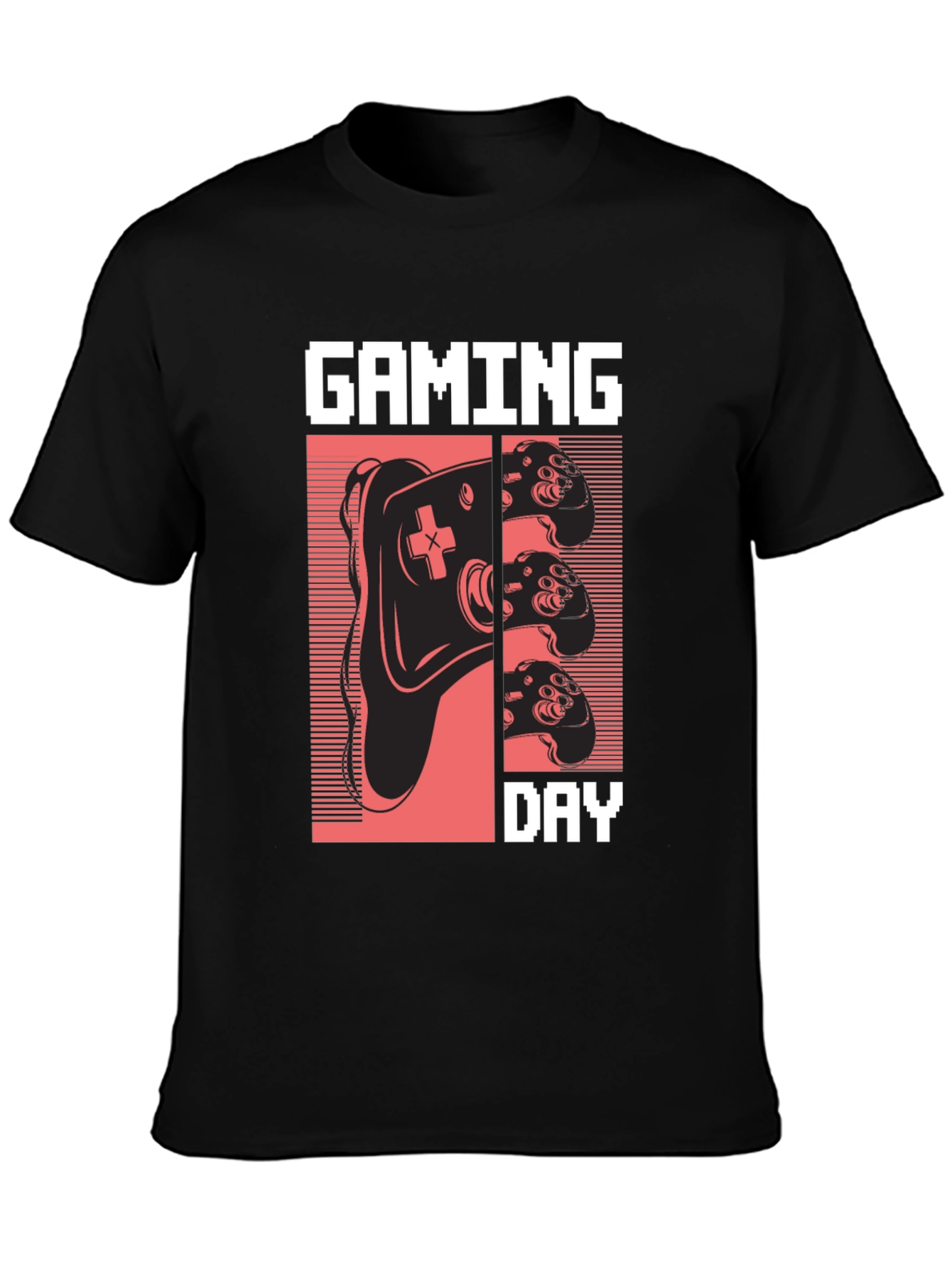 Gaming Day Pixel Art Black T-Shirt