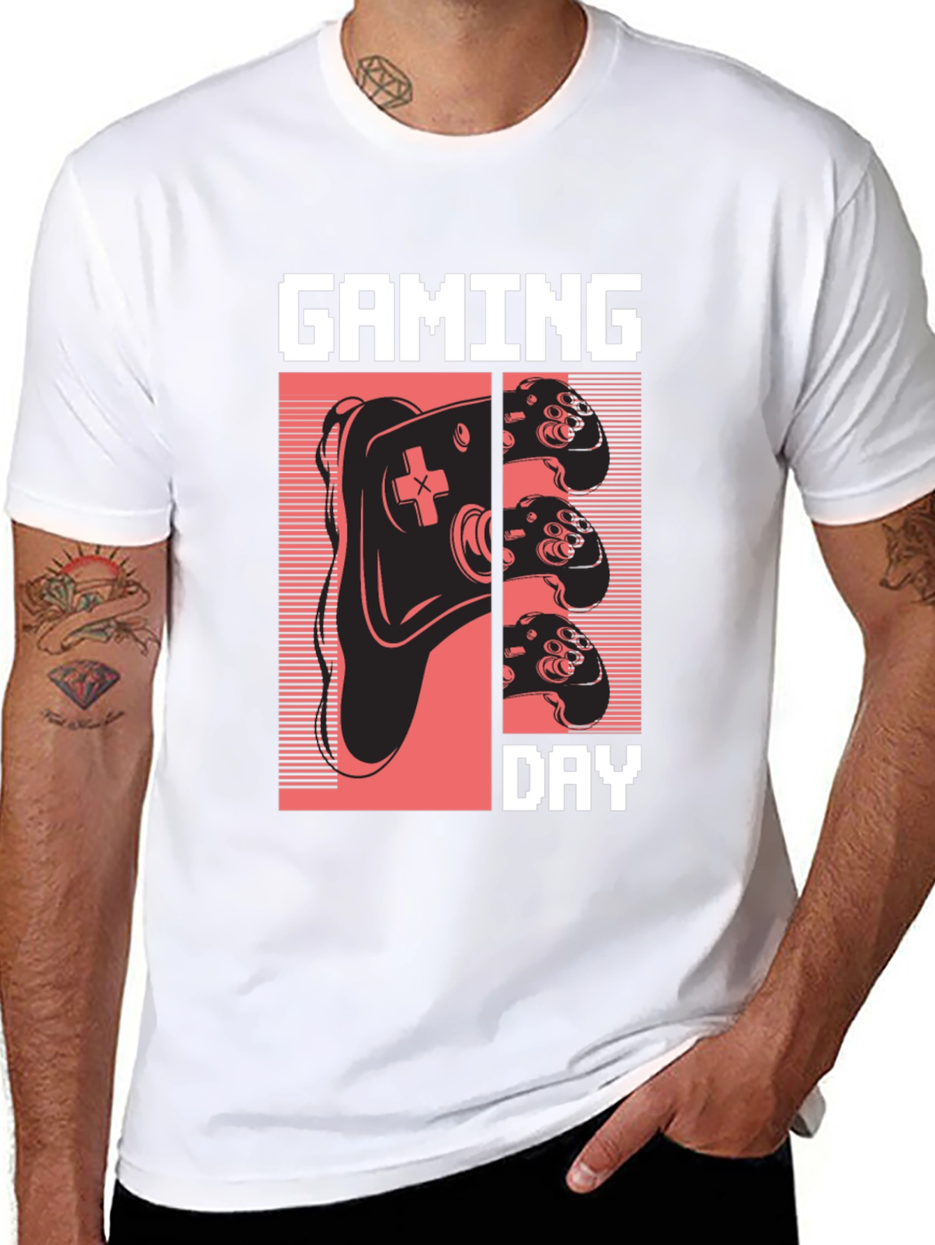 Gaming Day Pixel Art Black T-Shirt