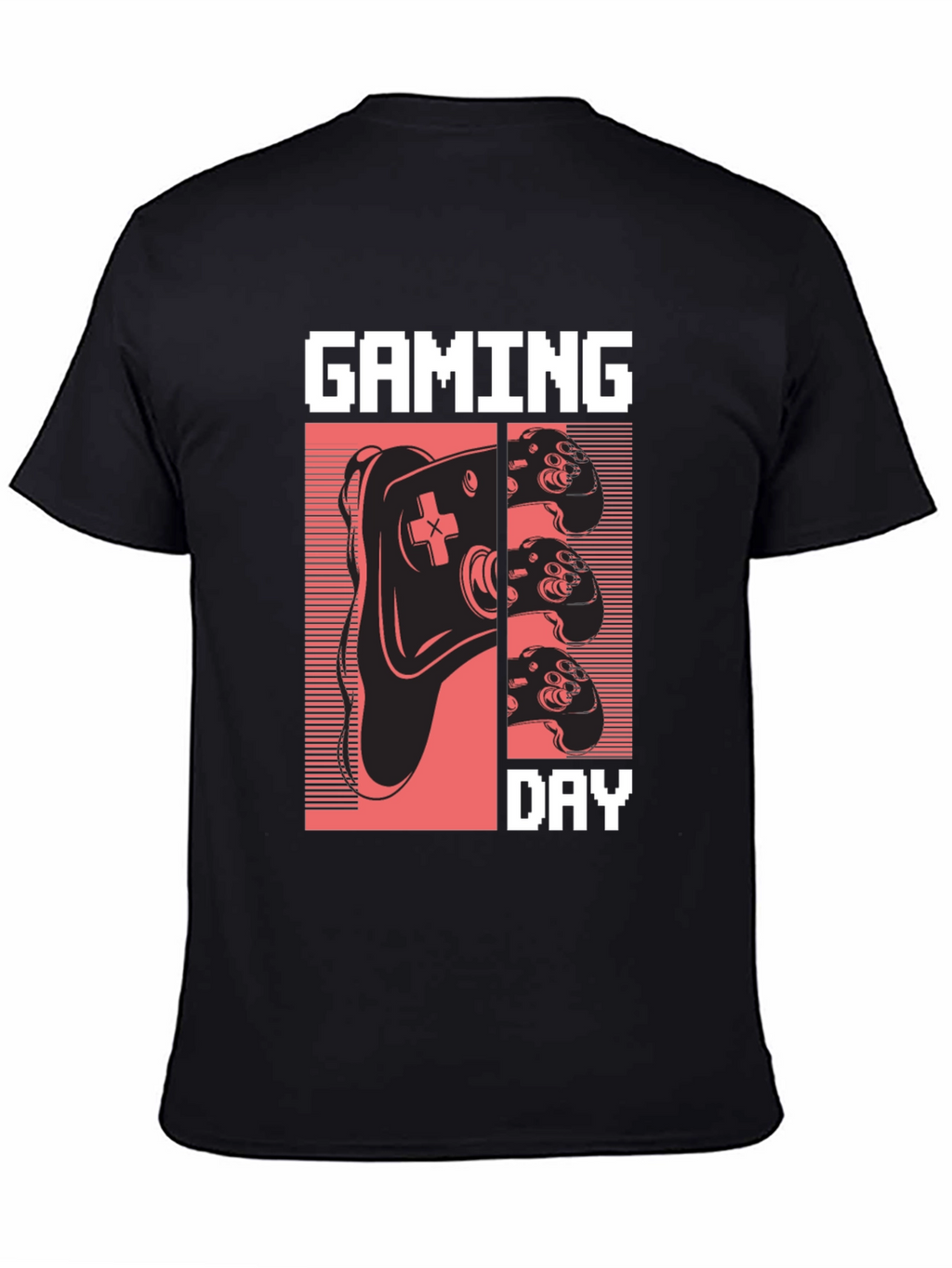 Gaming Day Pixel Art Black T-Shirt
