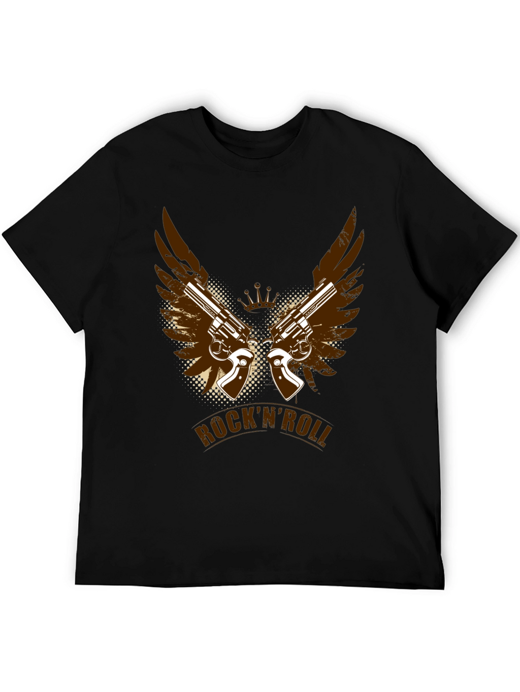 RocknRoll T-Shirt with Gun and Wing Design