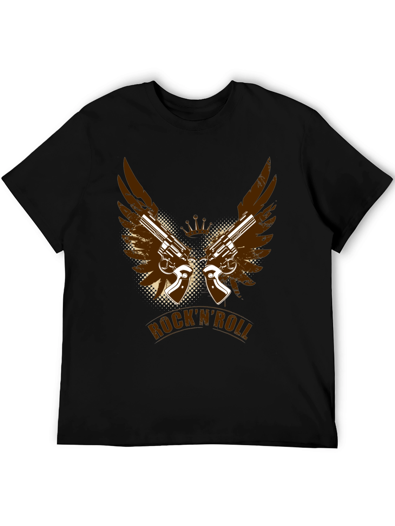RocknRoll T-Shirt with Gun and Wing Design