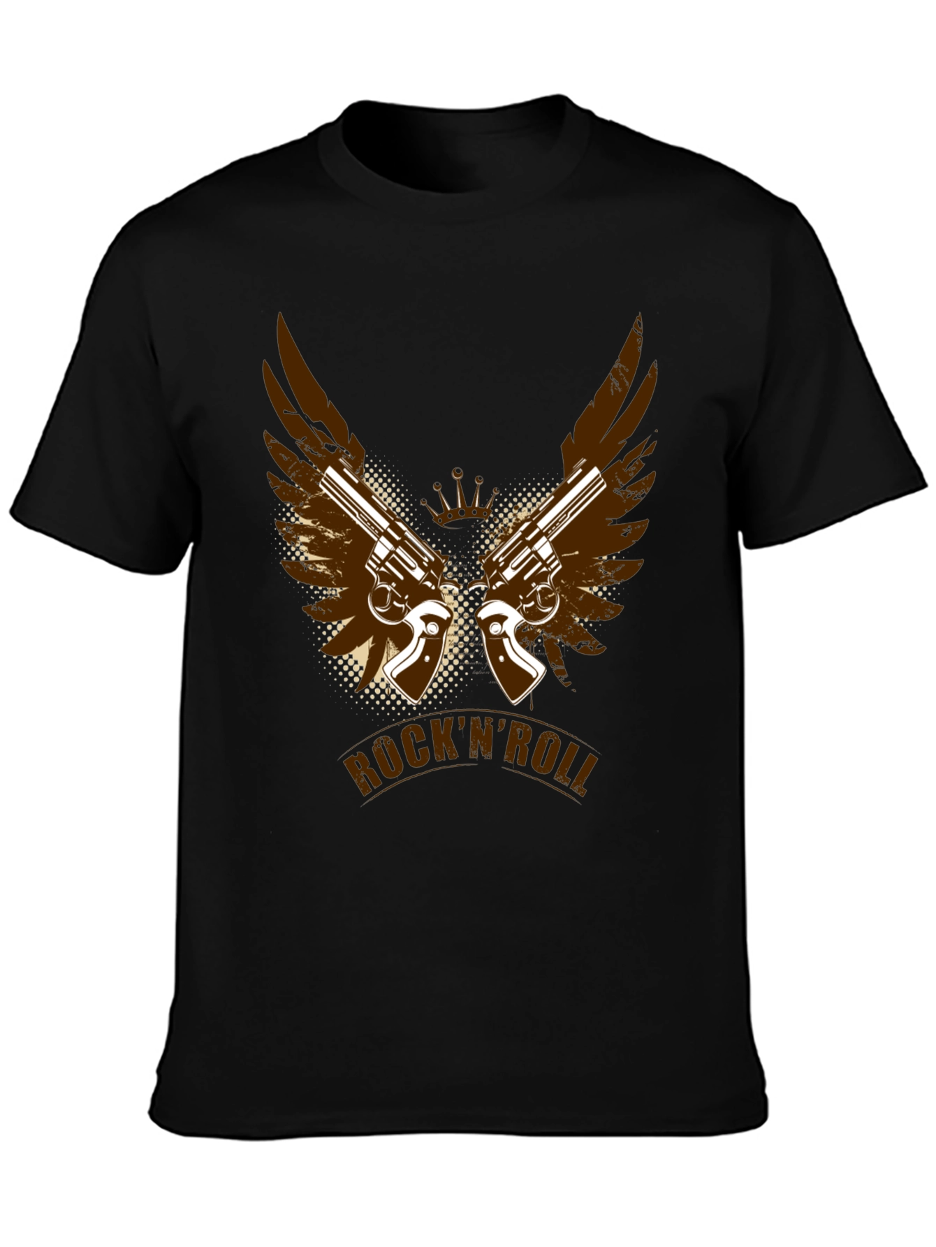RocknRoll T-Shirt with Gun and Wing Design