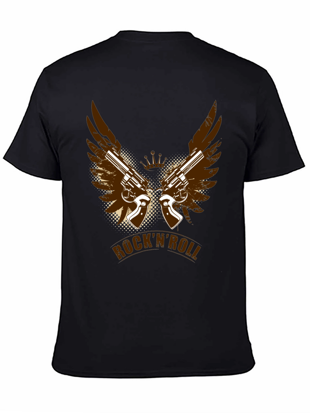 RocknRoll T-Shirt with Gun and Wing Design