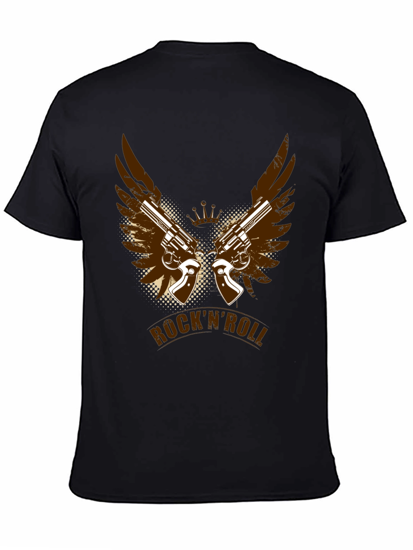 RocknRoll T-Shirt with Gun and Wing Design