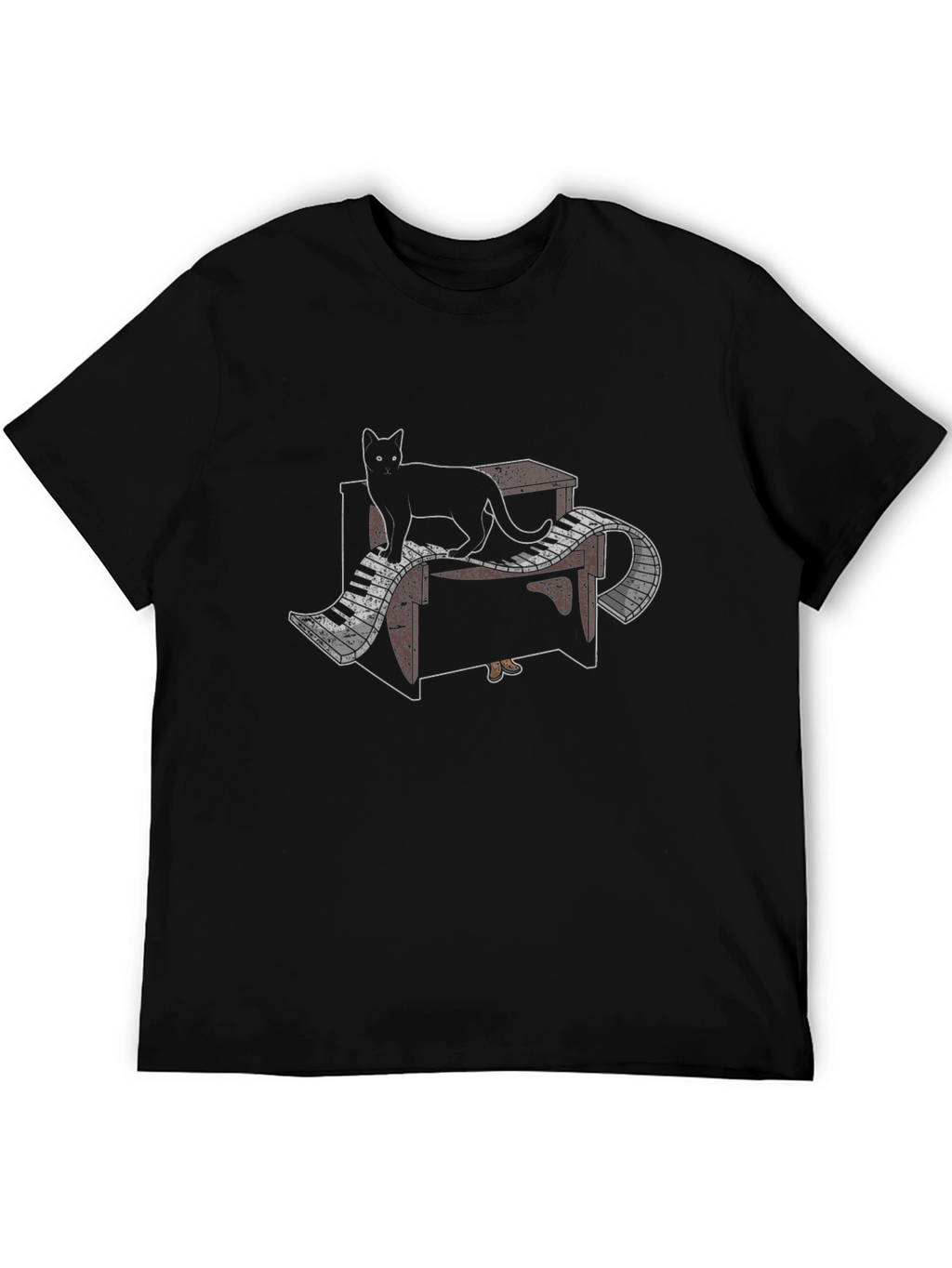 Cat Piano T-Shirt - Black Music Lover Tee