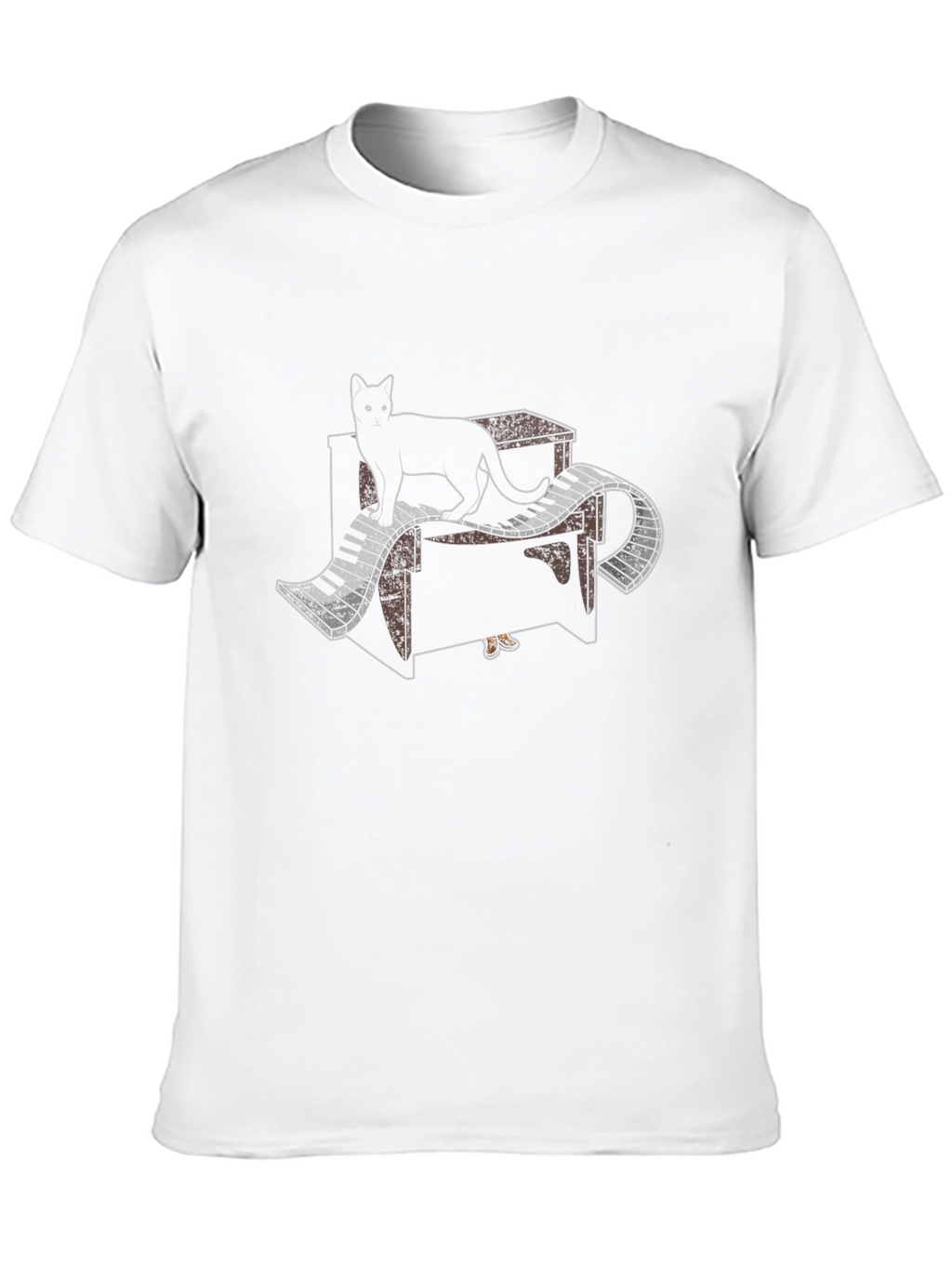 Cat Piano T-Shirt - Black Music Lover Tee