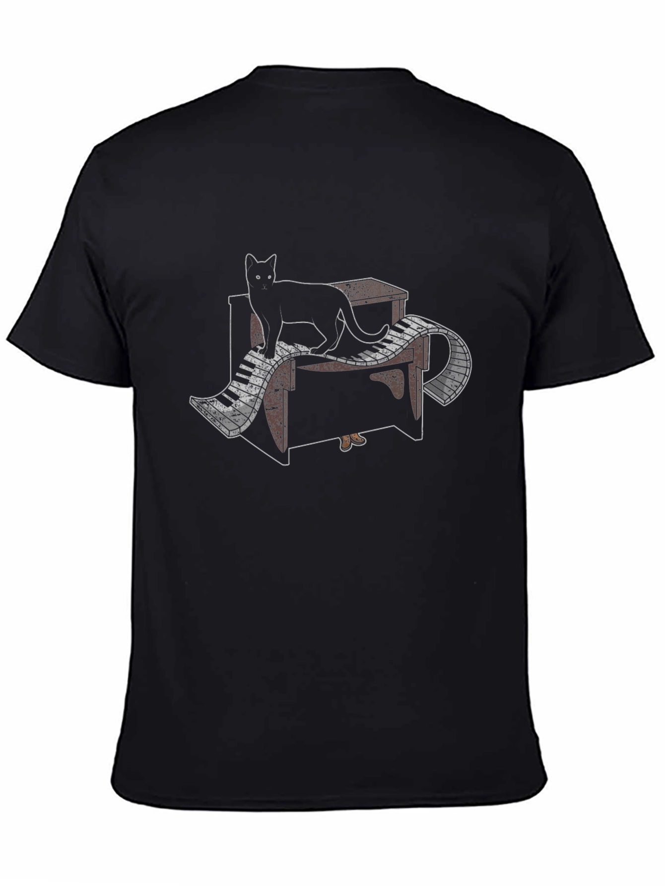 Cat Piano T-Shirt - Black Music Lover Tee