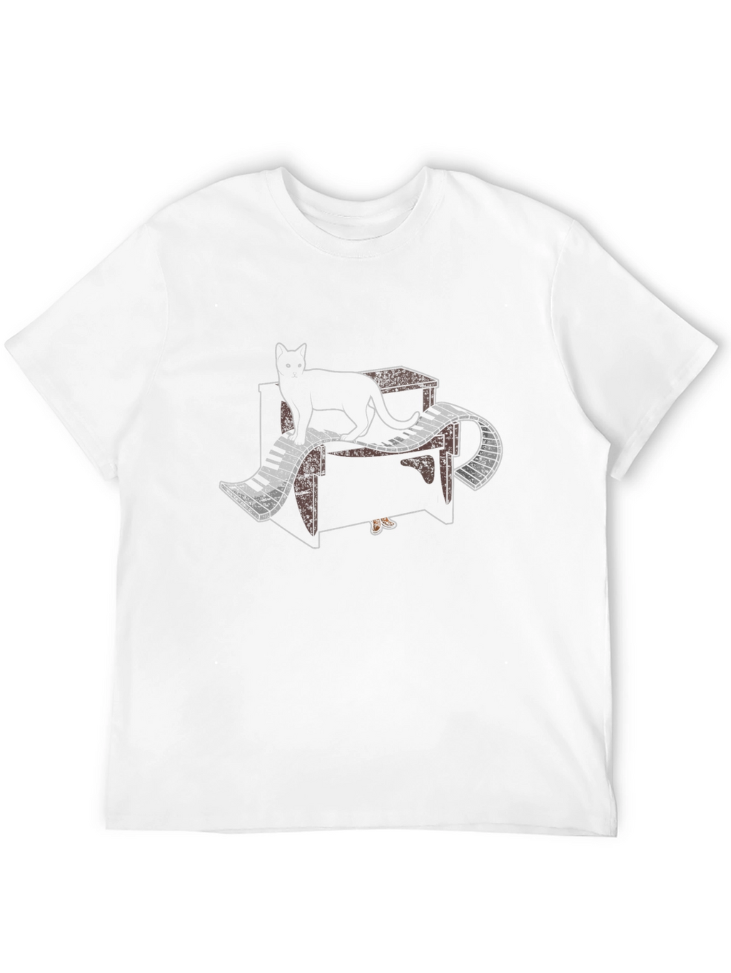 Cat Piano T-Shirt - Black Music Lover Tee