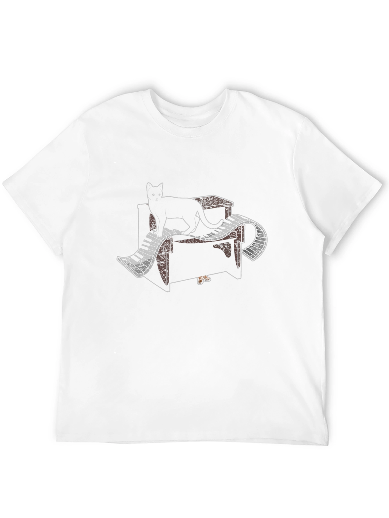 Cat Piano T-Shirt - Black Music Lover Tee