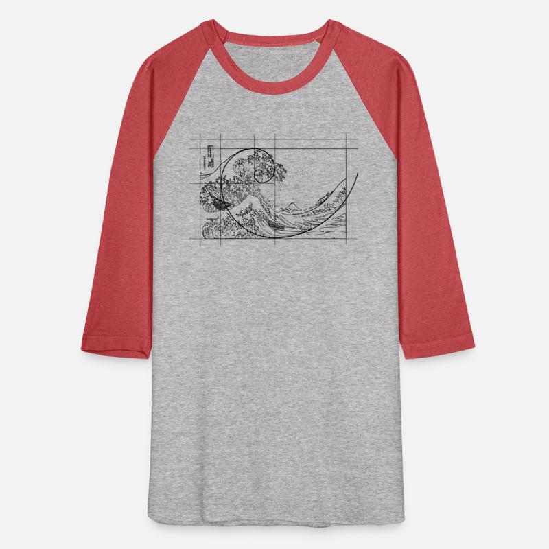 Hokusai Meets Fibonacci Golden Ratio Black Line