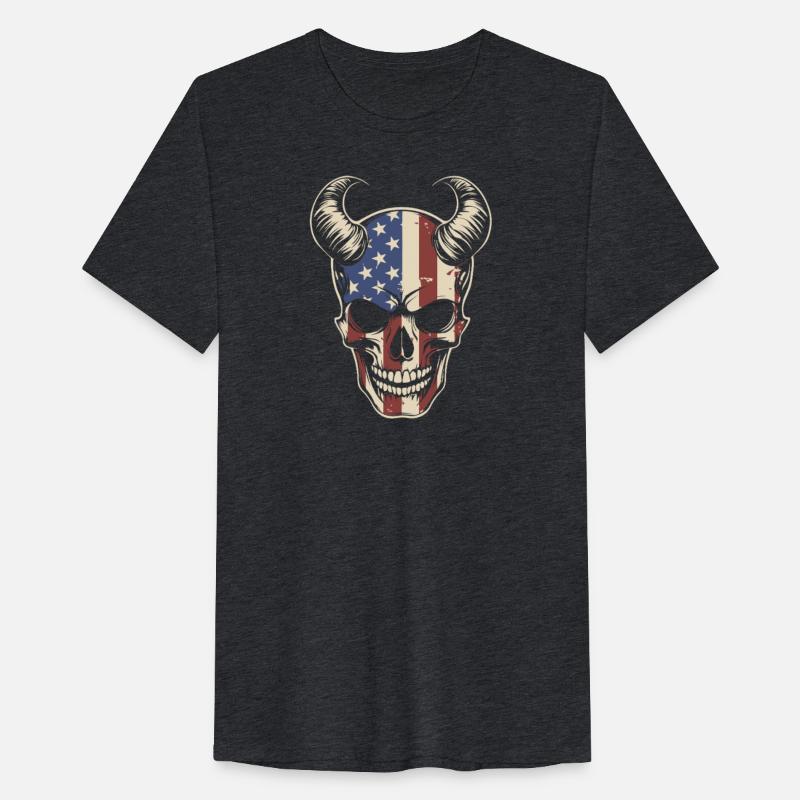 Horned Skull USA Flag Design