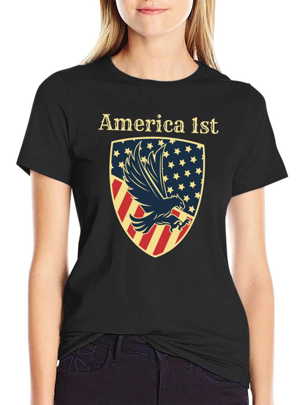 America First Eagle Shield Graphic T-Shirt