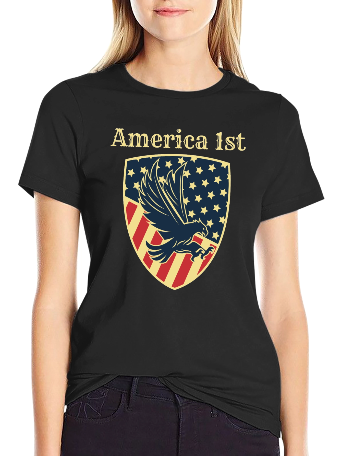 America First Eagle Shield Graphic T-Shirt