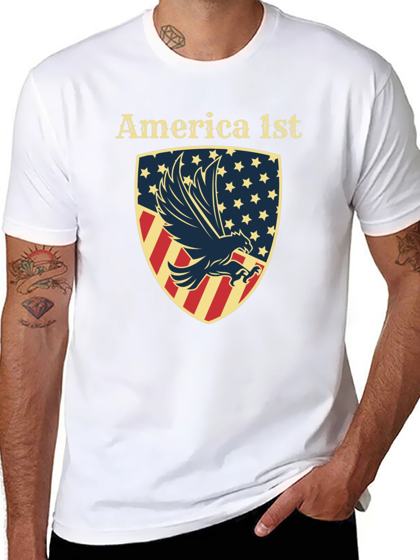 America First Eagle Shield Graphic T-Shirt