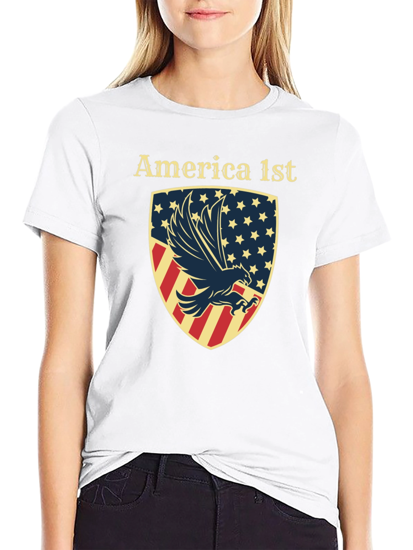 America First Eagle Shield Graphic T-Shirt