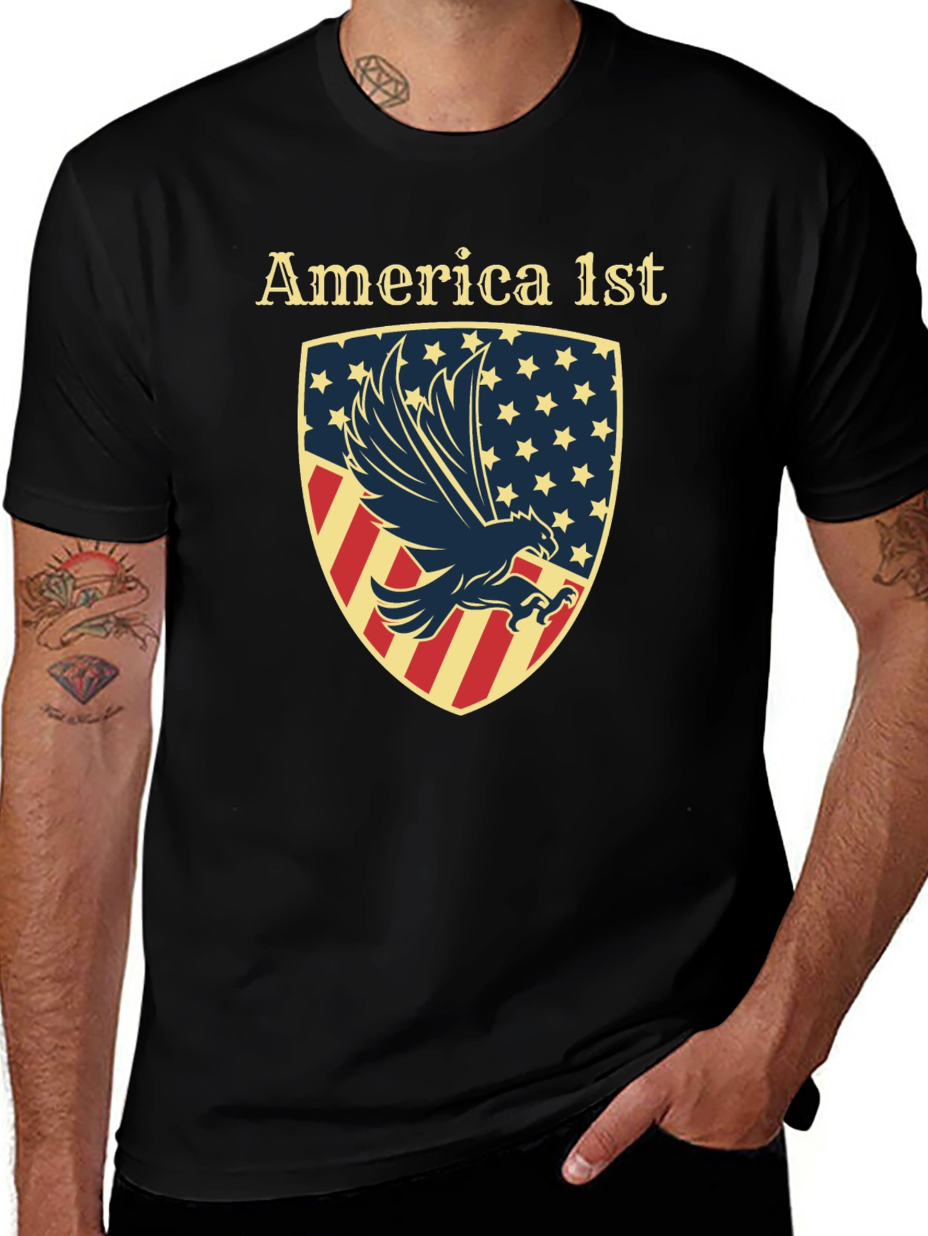 America First Eagle Shield Graphic T-Shirt