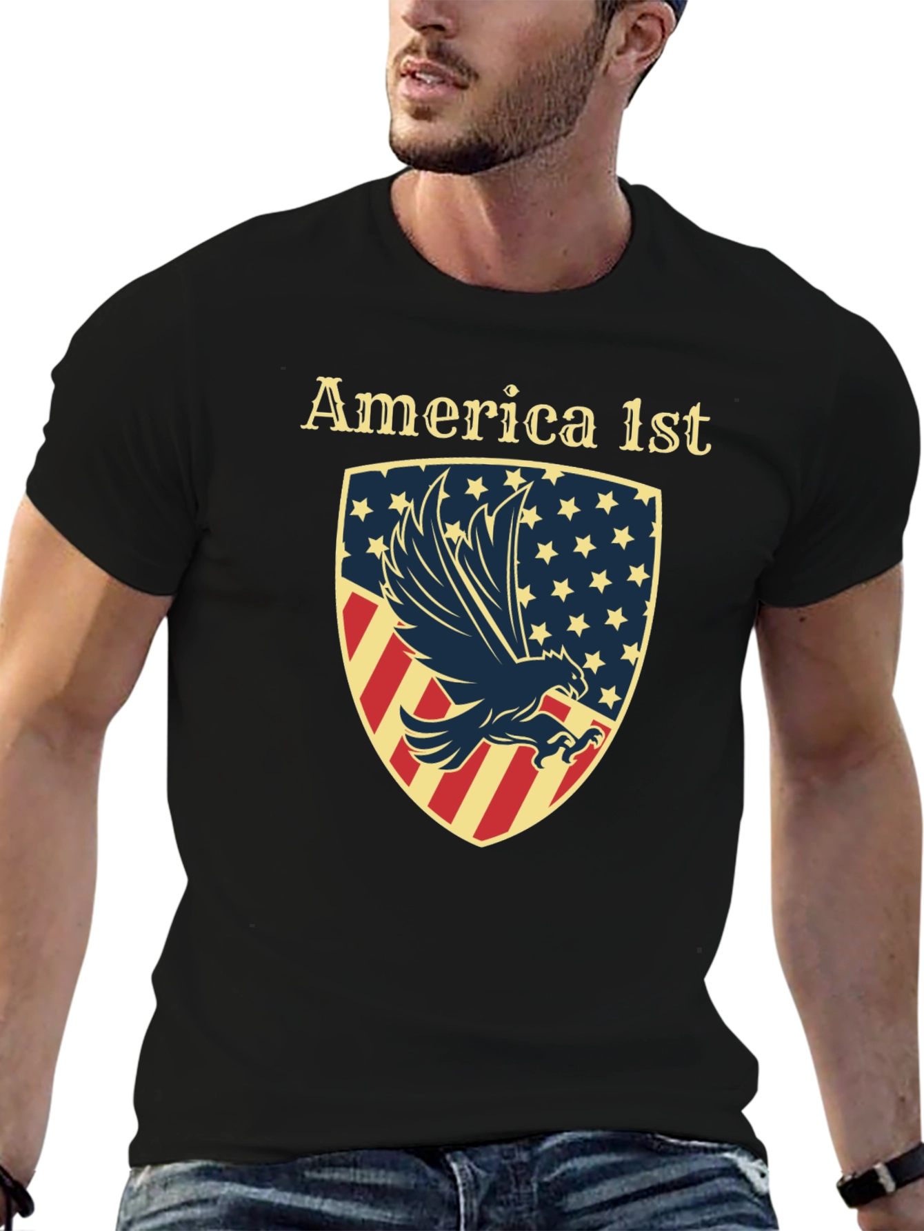 America First Eagle Shield Graphic T-Shirt