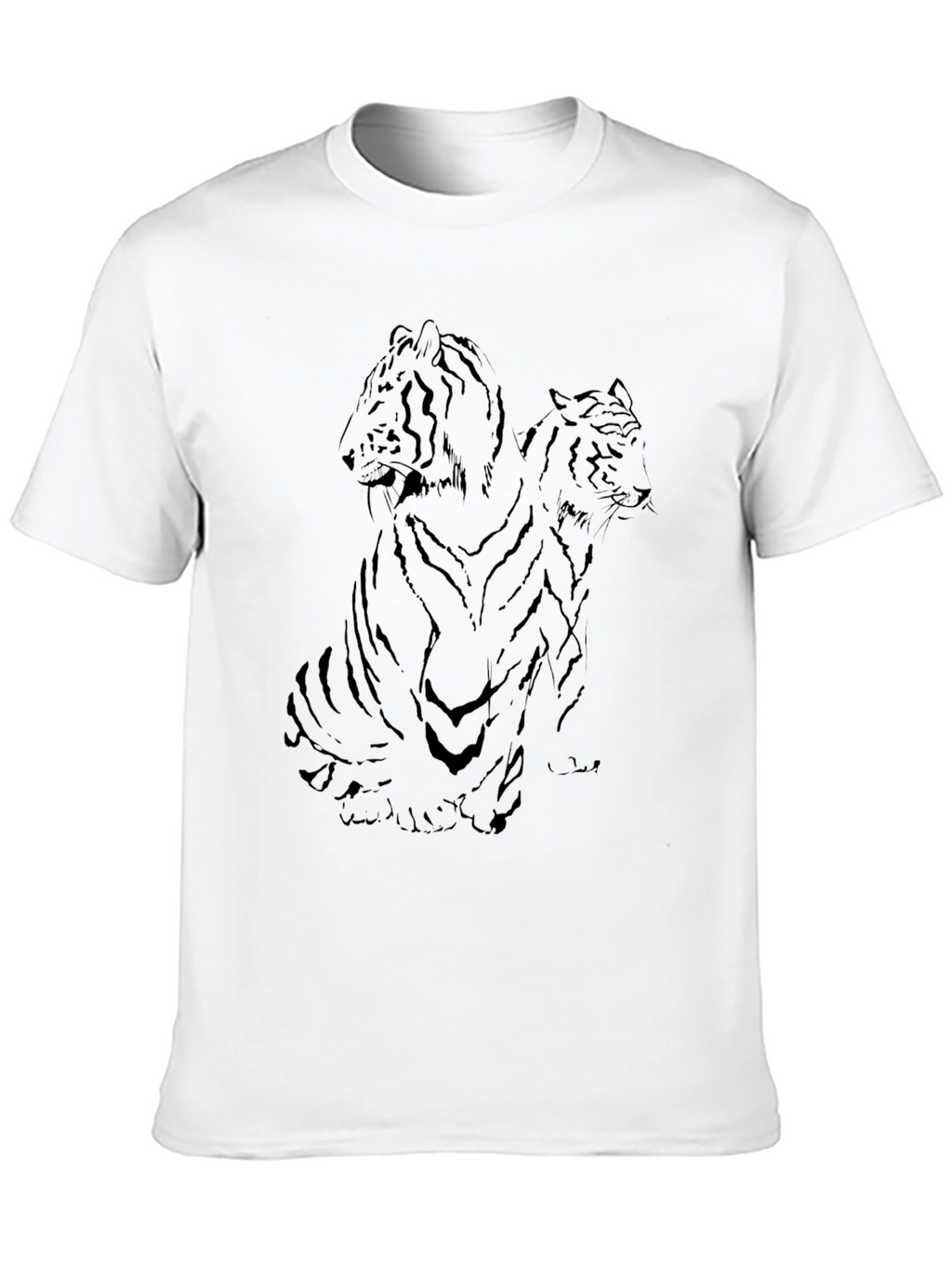 Two Tigers Graphic Print Black T-Shirt