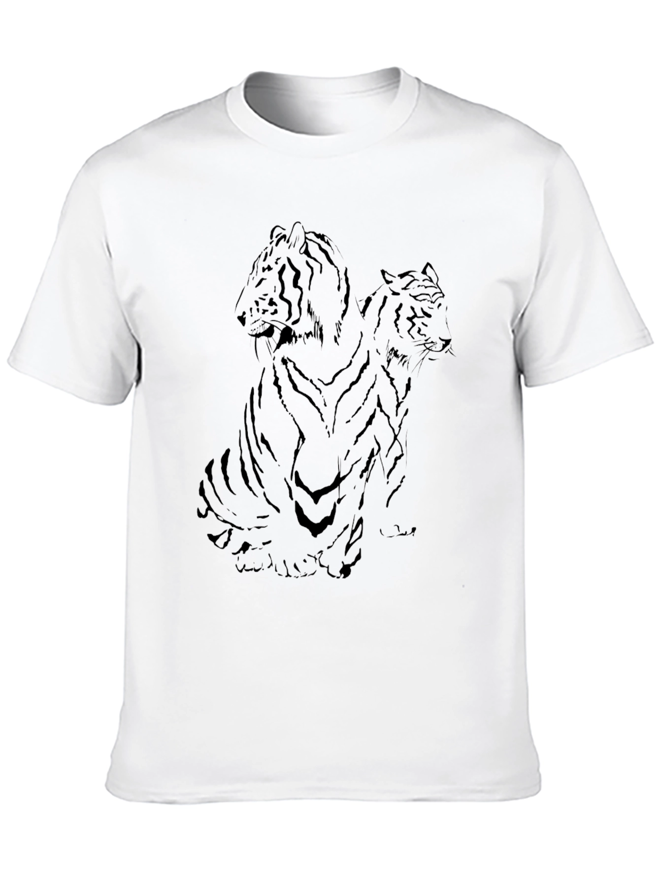 Two Tigers Graphic Print Black T-Shirt