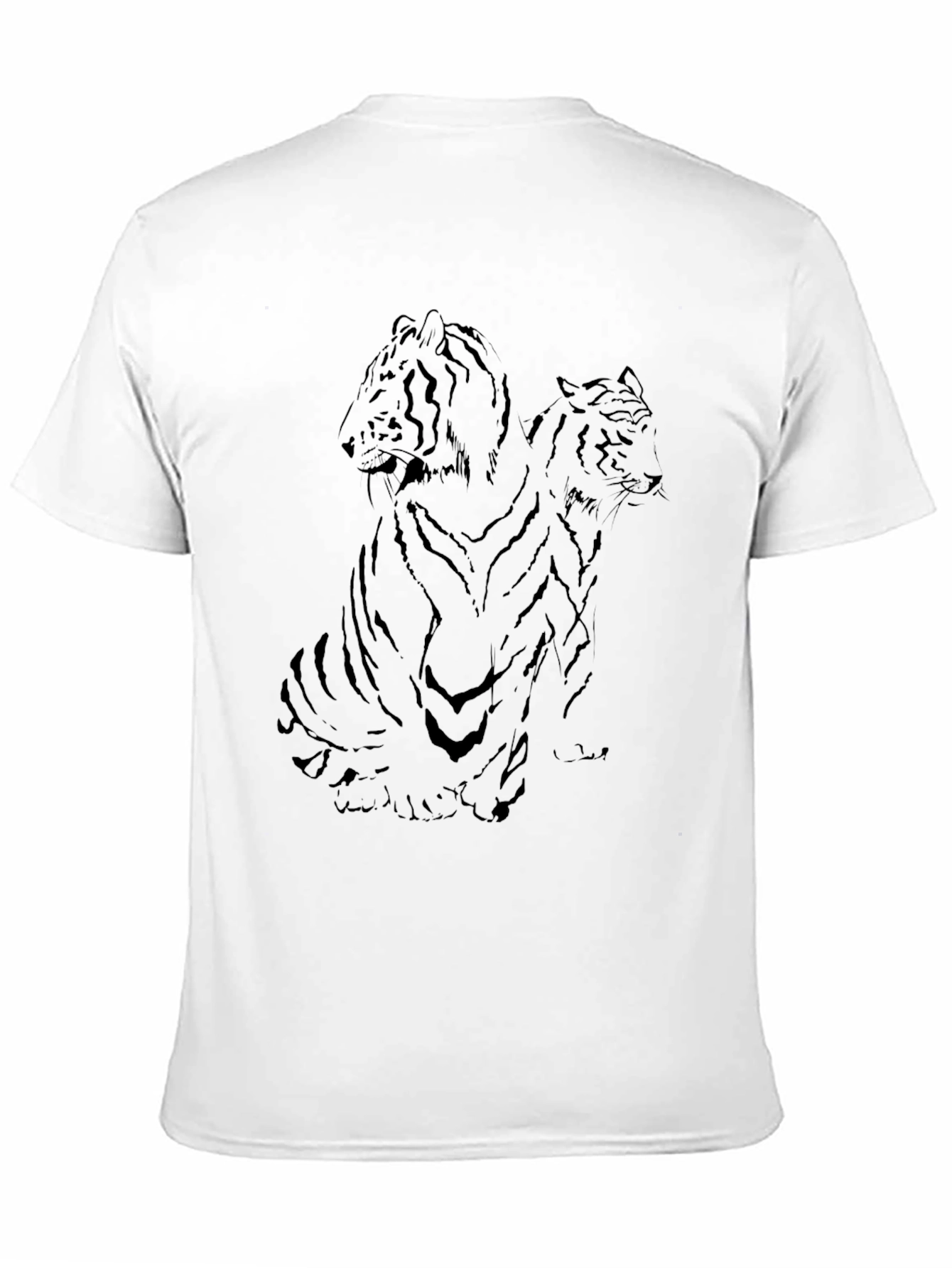 Two Tigers Graphic Print Black T-Shirt