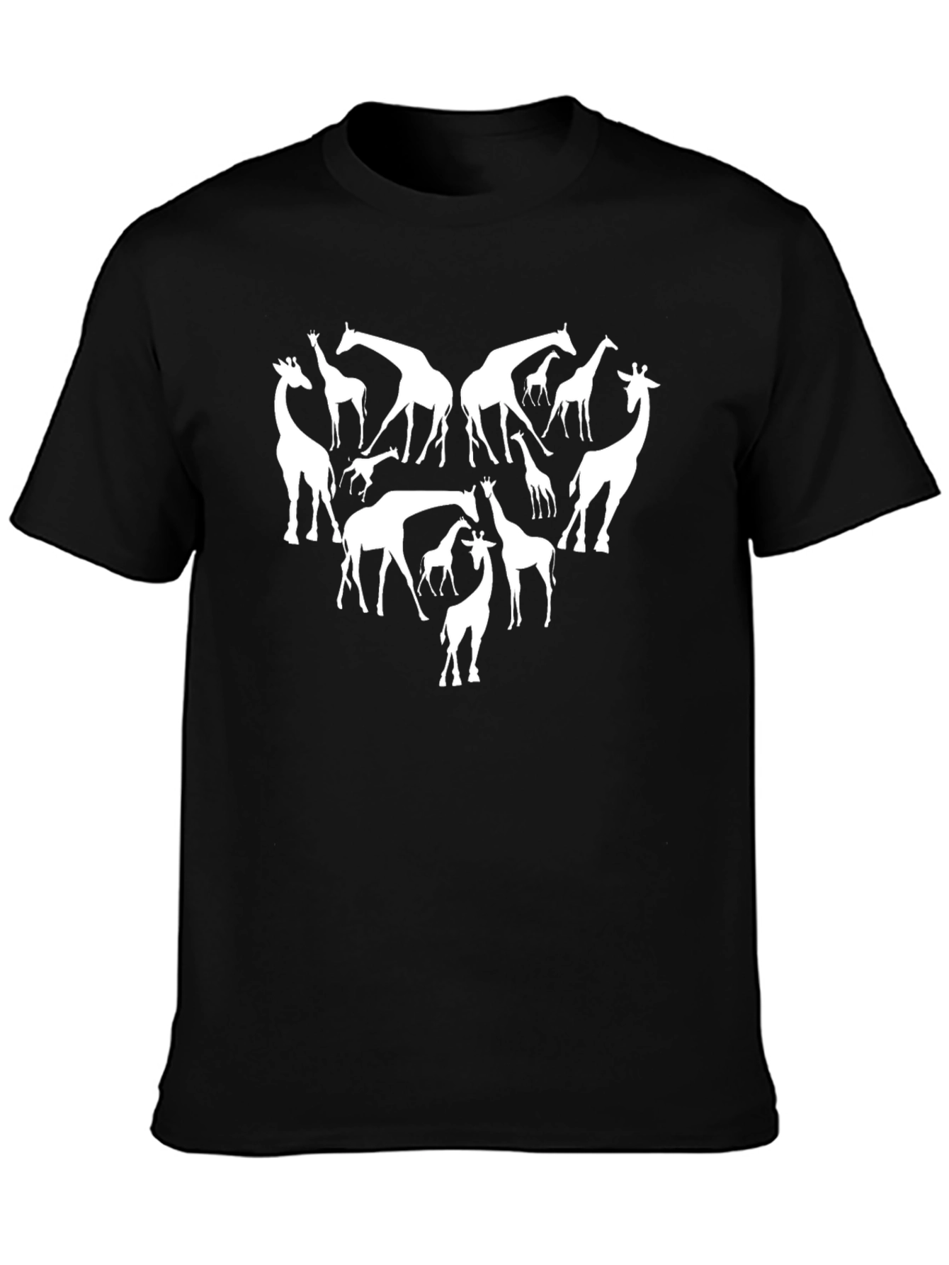 Giraffe Heart T-Shirt - Black Crew Neck Tee