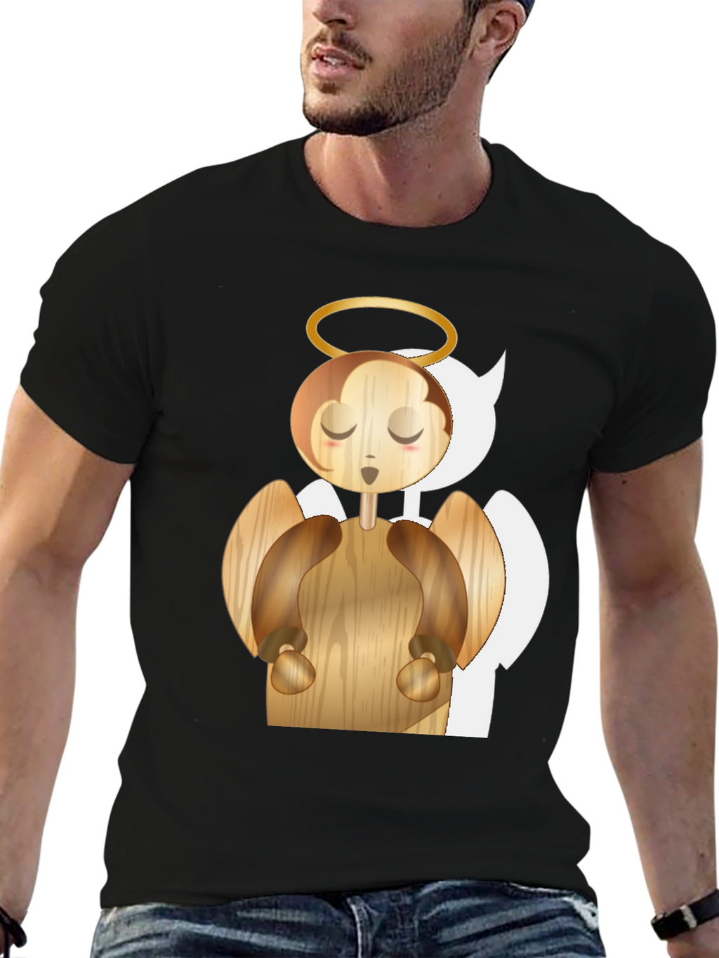 Angel Graphic Tee - Whimsical Wood Design