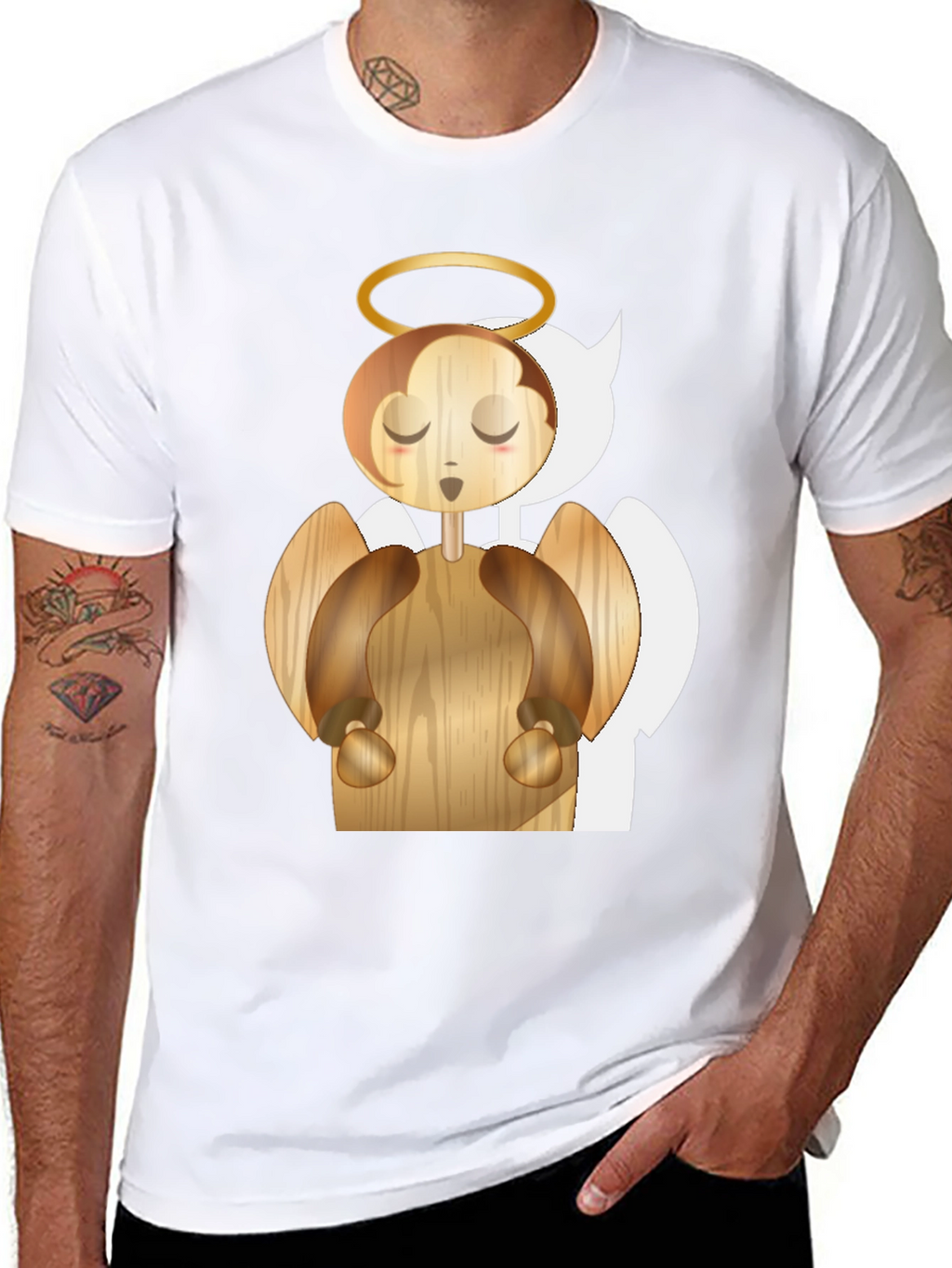 Angel Graphic Tee - Whimsical Wood Design
