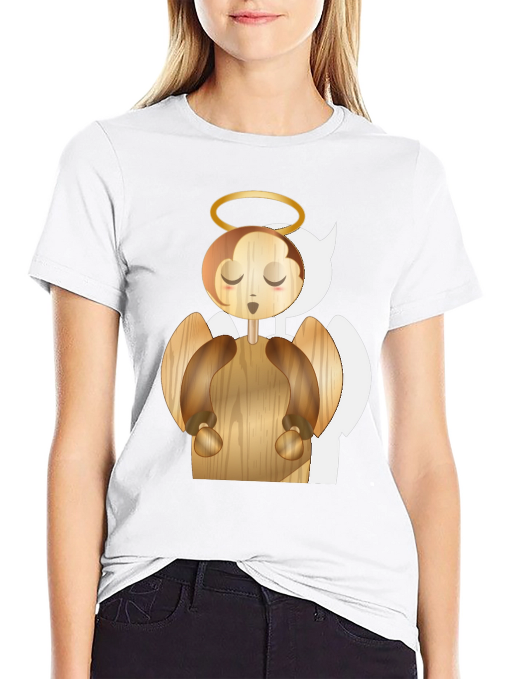 Angel Graphic Tee - Whimsical Wood Design
