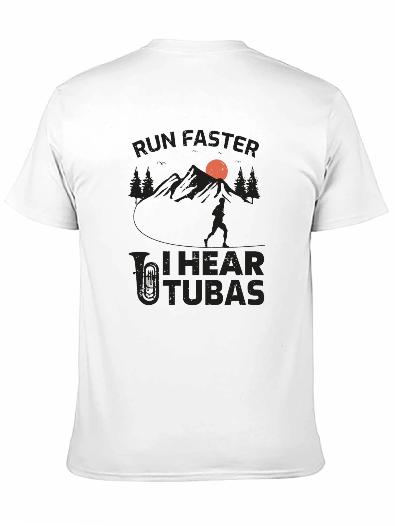 Run Faster I Hear Tubas Black T-Shirt