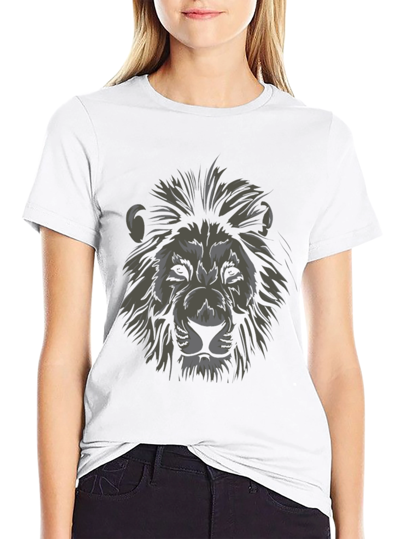 Lion Head Graphic Black T-Shirt