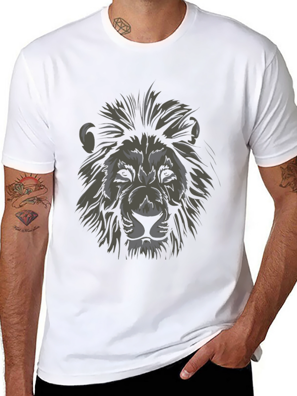 Lion Head Graphic Black T-Shirt