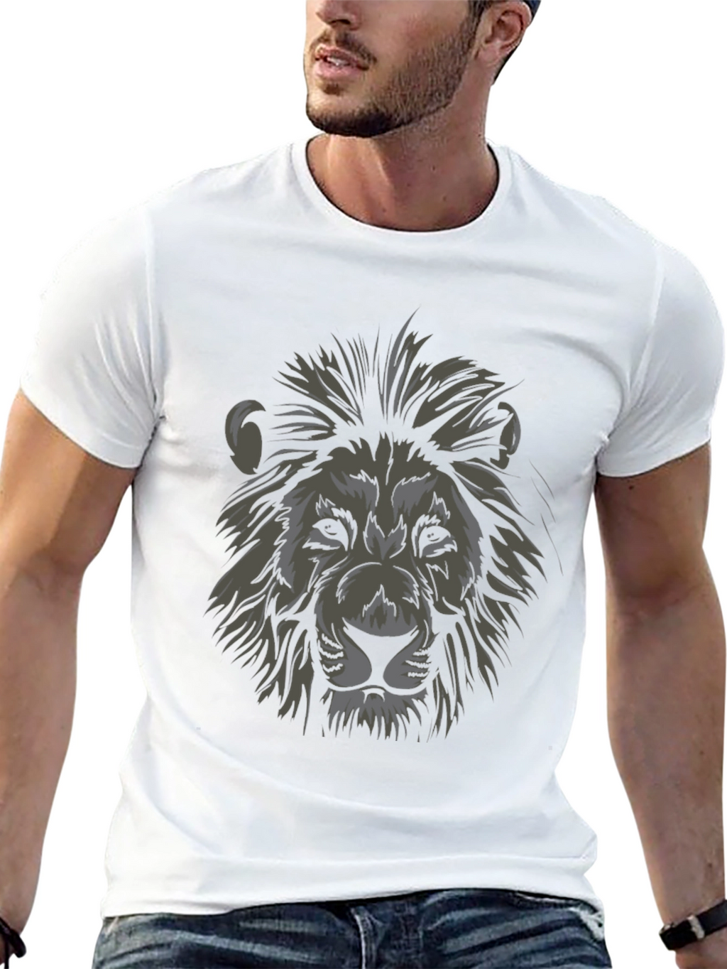 Lion Head Graphic Black T-Shirt