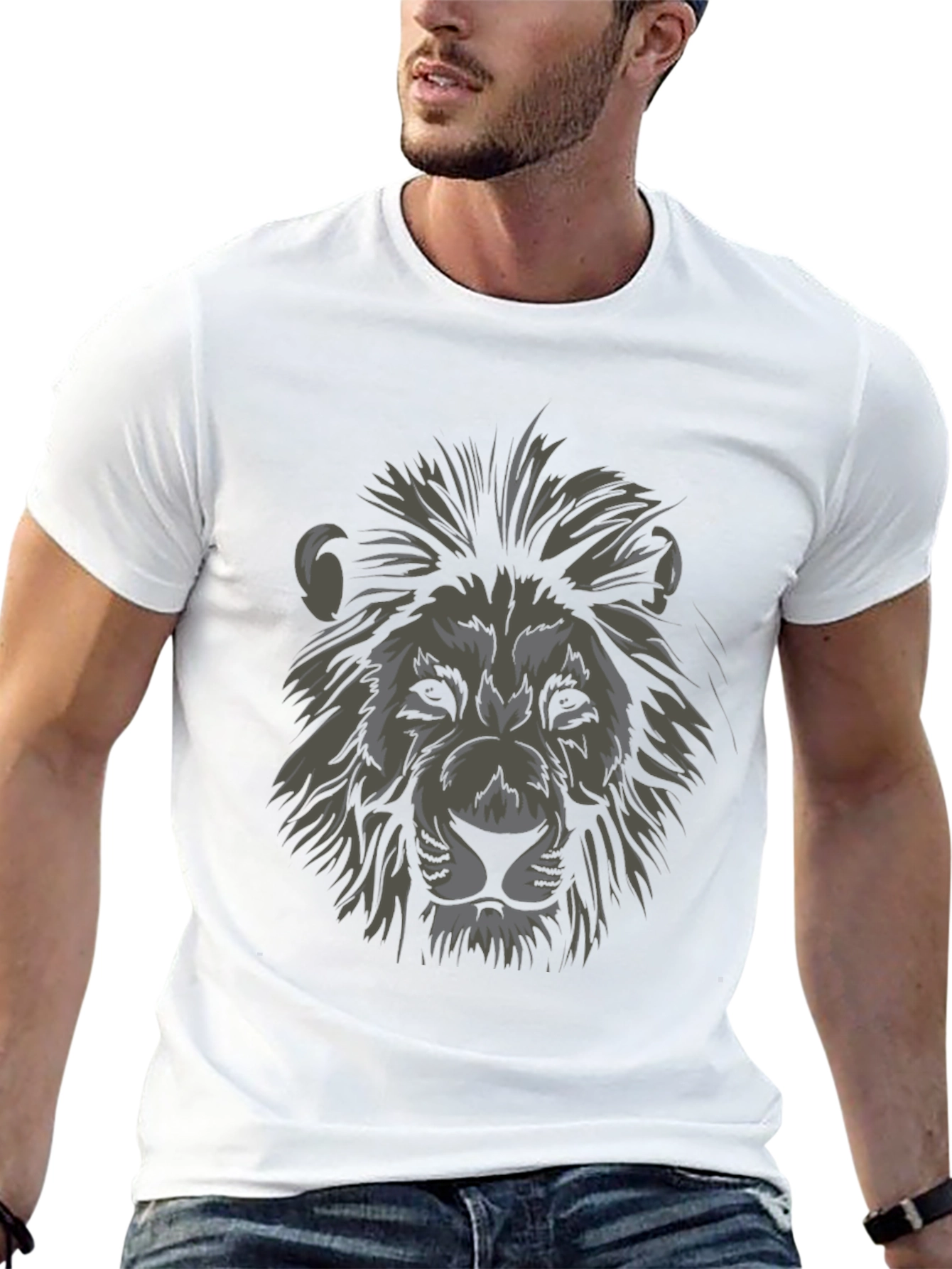 Lion Head Graphic Black T-Shirt
