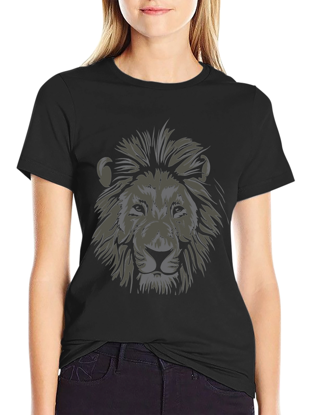 Lion Head Graphic Black T-Shirt