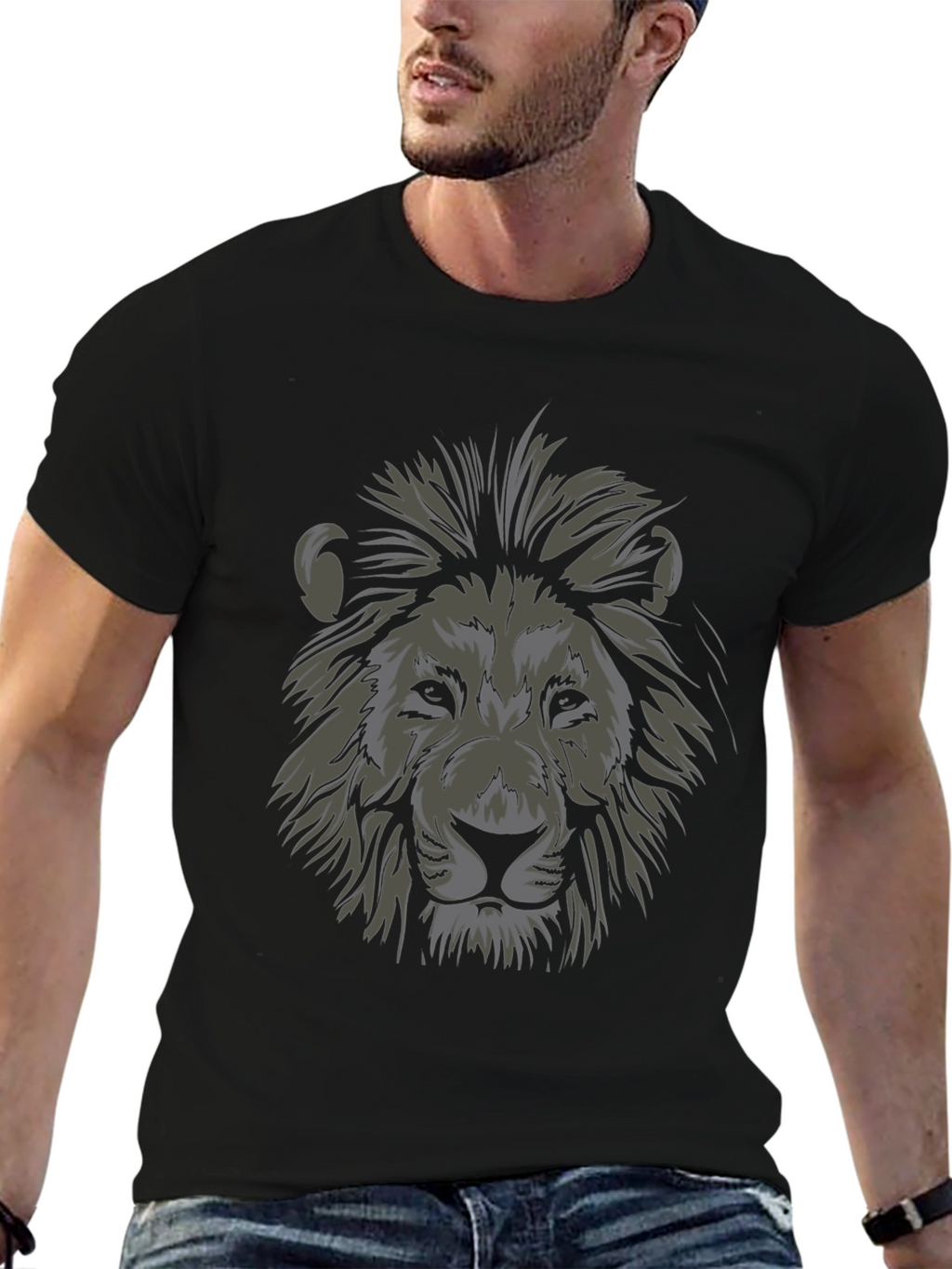 Lion Head Graphic Black T-Shirt
