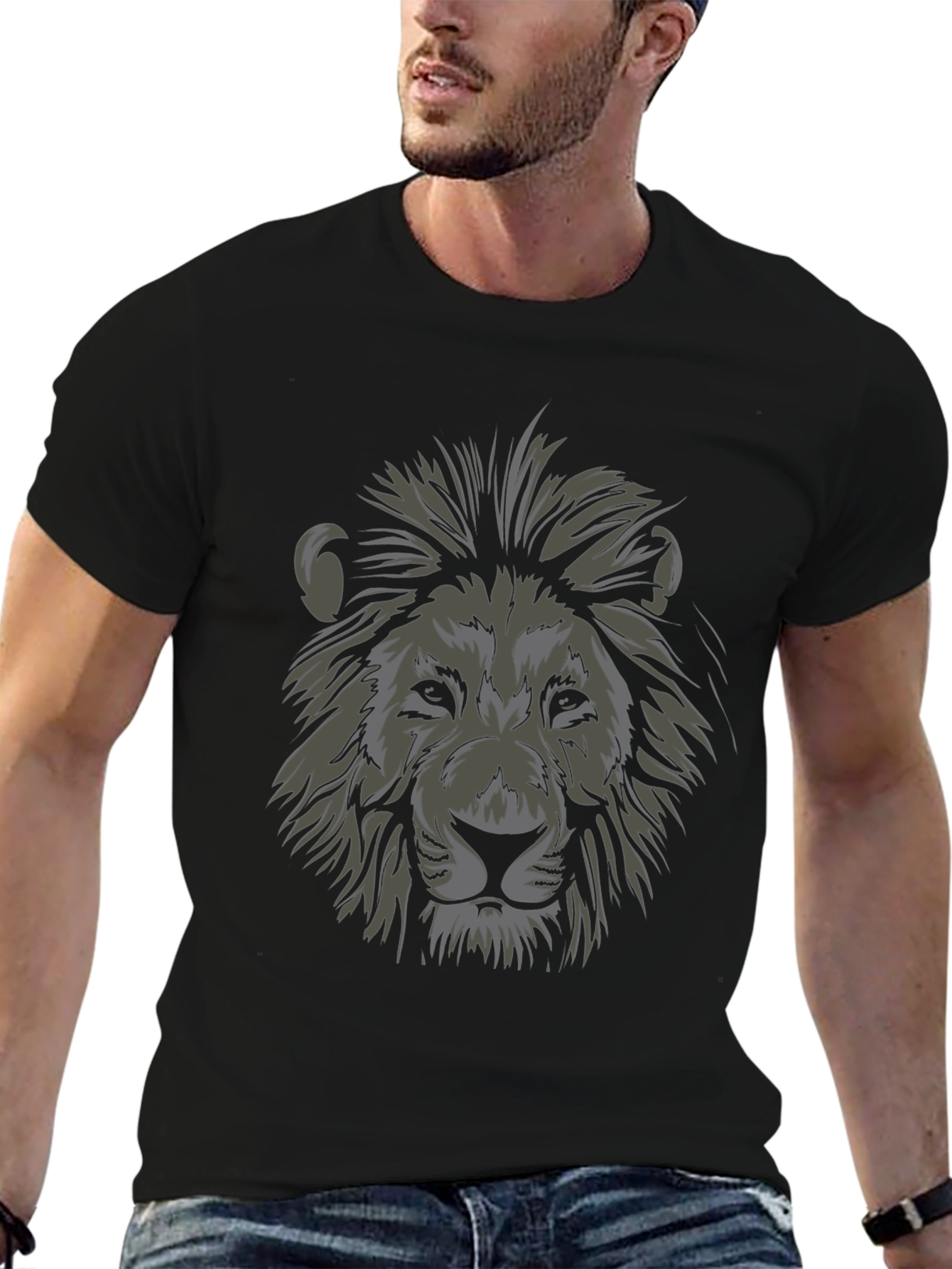 Lion Head Graphic Black T-Shirt