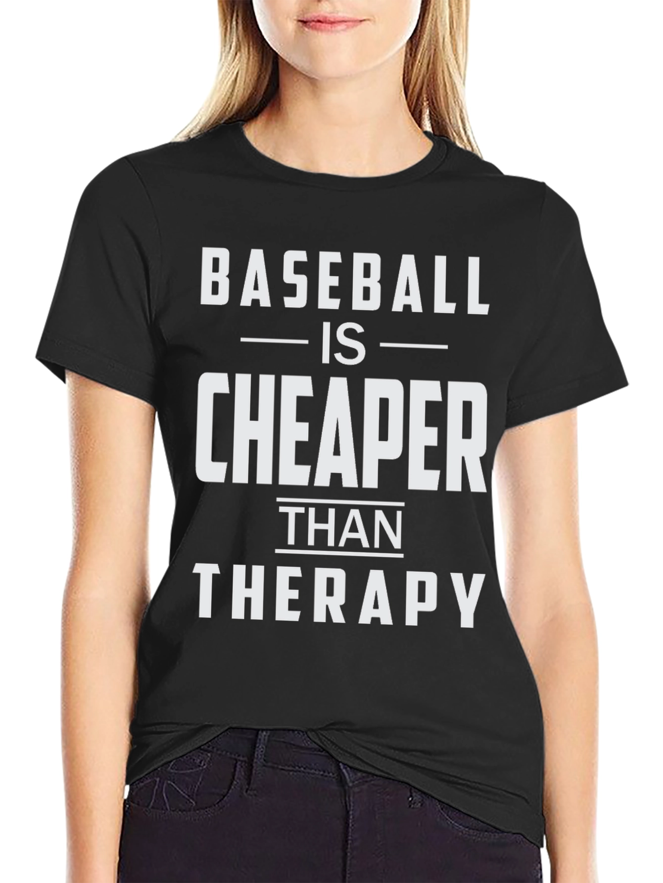 Baseball is Cheaper Than Therapy Funny T-Shirt